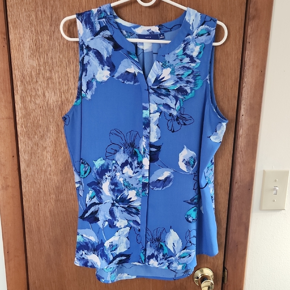 Blue Floral Sleeveless Top